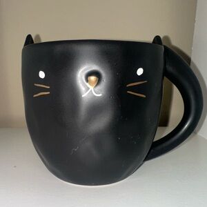 Black Cat Head Face Coffee Mug with Ears & Whiskers Ceramic 18 oz Cup